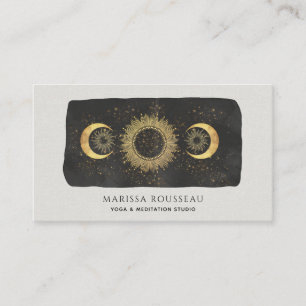 Carte De Visite Sun Moon Stars Gold Black Yoga Studio Business Car