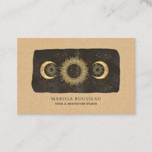 Carte De Visite Sun Moon Stars Gold Caramel Yoga Studio