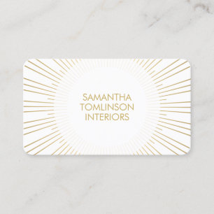 Carte De Visite Sunburst Or sur White II Designer d'intérieur