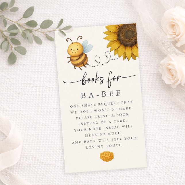 Carte De Visite Sunflower Bee Baby Shower Book Request Card (Sunflower Bee Baby Shower Book Request Card)