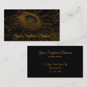 Carte De Visite Sunflower Gold Black Floral Art Elegant Luxe