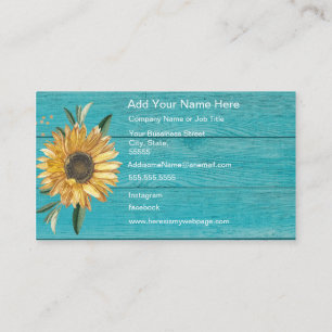 Carte De Visite Sunflower Turquoise Bleu