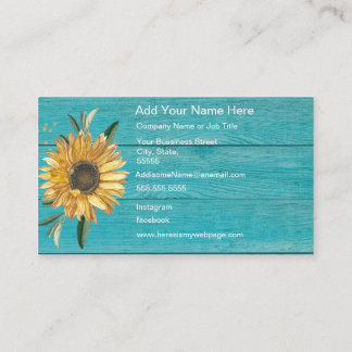 Carte De Visite Sunflower Turquoise Bleu