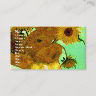 Carte De Visite Sunflowers dans Vase Van Gogh Art