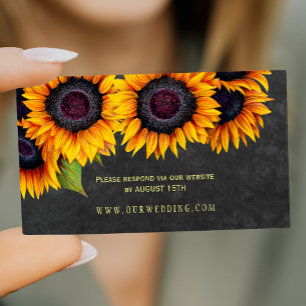 Carte De Visite Sunflowers rustique Chalkboard site mariage RSVP