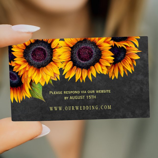 Carte De Visite Sunflowers rustique Chalkboard site mariage RSVP (Créateur téléchargé)