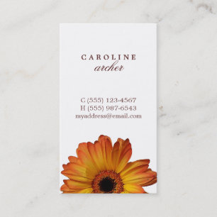 Carte De Visite Sunny Orange gerbera fleur marguerite appel person