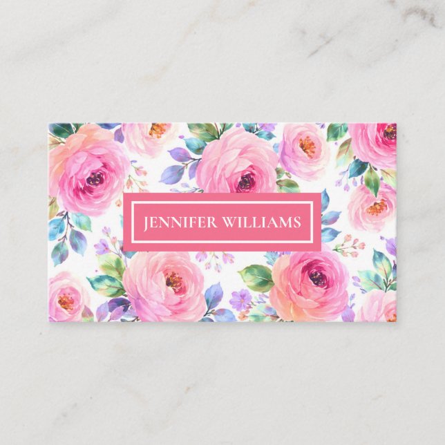 Carte De Visite Sunrise Floral Boho Custom Name Design             (Devant)