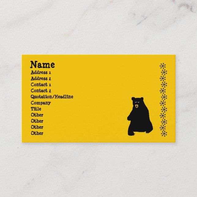 Carte De Visite sunstencil, blackbear, nom, adresse 1, adresse… (Devant)