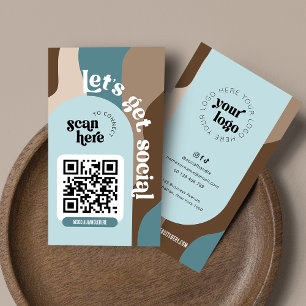 Carte De Visite Super Abstrait Neutrals Social Media QR Code