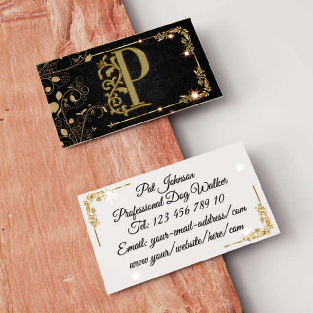 Carte De Visite Super Luxe Noir + Monogramme Or (Créateur téléchargé)