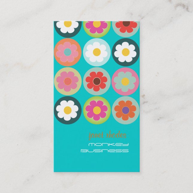 Carte De Visite Super marguerites, turquoise fluorescent (Devant)