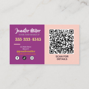 Carte De Visite Super Retro Wavy Lines Social Media Code QR