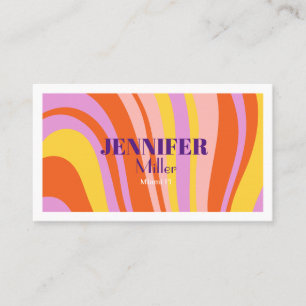 Carte De Visite Super Retro Wavy Lines Social Media Code QR