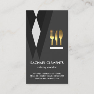 Carte De Visite Super Tuxedo Waiter Suit Gold Cutlery