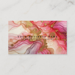 Carte De Visite Superbe aquarelle à l'encre alcoolique rose et or