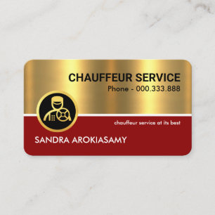 Carte De Visite Superbe Red Gold Line Chauffeur