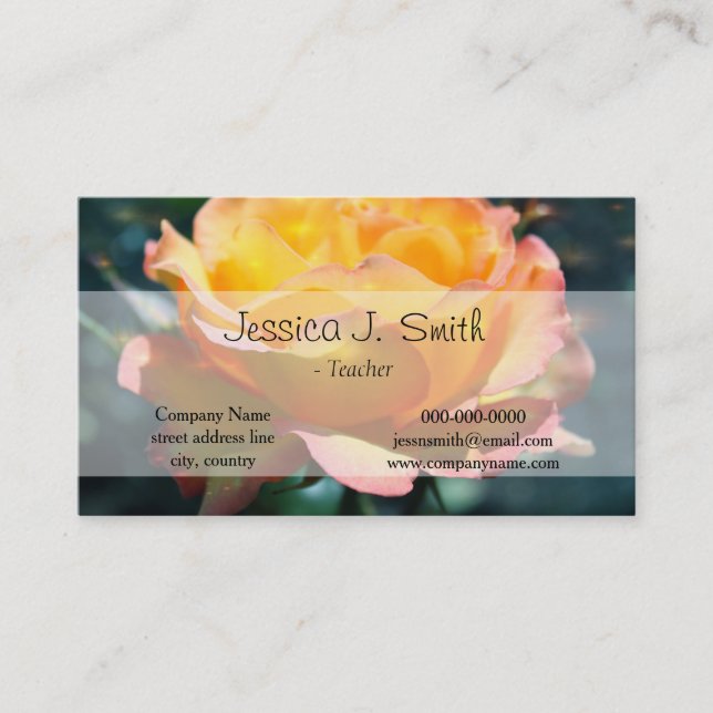 Carte De Visite Superbe rose jaune fleur en arrière - plan vert. (Devant)