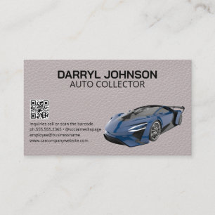 Carte De Visite Supercar bleu Cuir Code QR