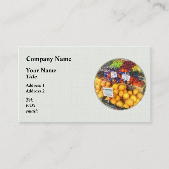 Carte De Visite Support de fruit Hoboken NJ (Devant)