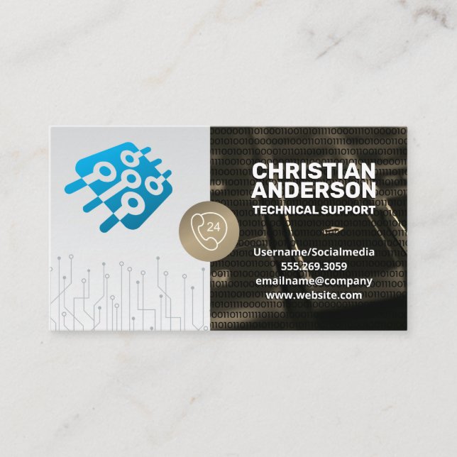 Carte De Visite Support technique | Micropuce | Centre d'appels (Devant)