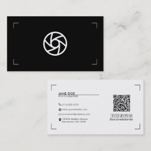 Carte De Visite Supports de photographie pour votre logo Noir Blan