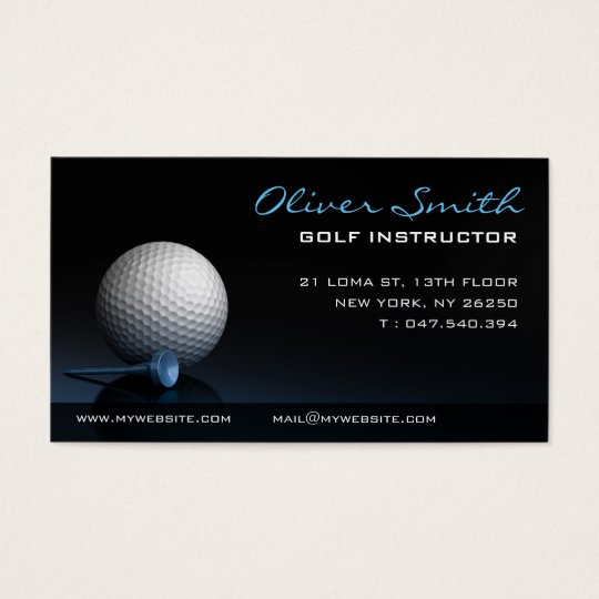 Carte de visite sur fond noir moniteur de golf