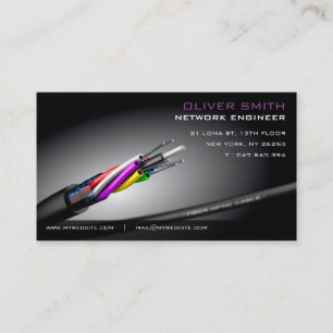 Carte de visite sur fond noir réseau fibre optique