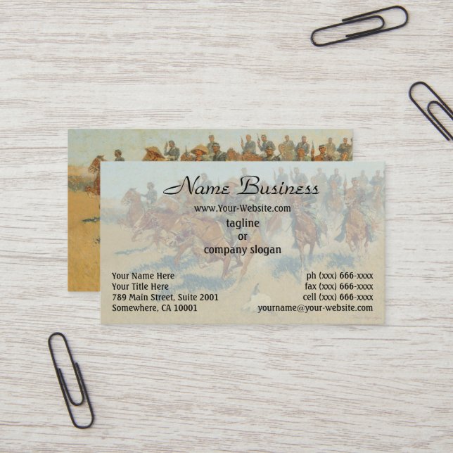 Carte De Visite Sur les plaines du sud par Frederic Remington (Devant/Arrière en situation)