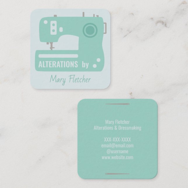 Carte de visite sur mesure de la machine à coudre (Devant / Derrière)