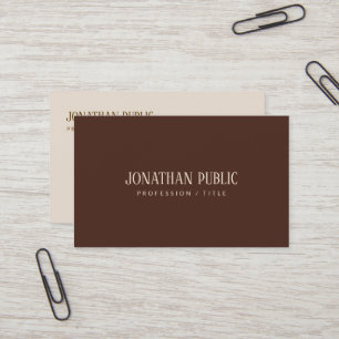 Carte De Visite Sur mesure Moderne Élégant Brun & Beige Luxe Soie