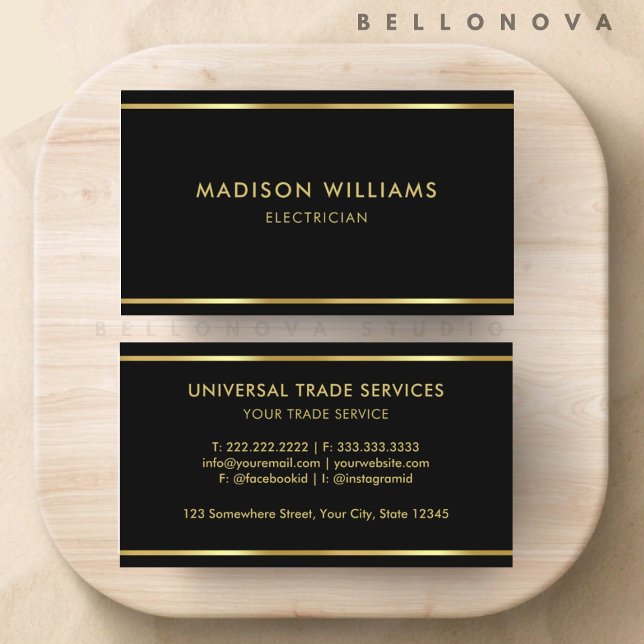 Carte De Visite Sur mesure Noir et Or Premium Professionnel (Custom Black and Gold Premium Professional Business Card)