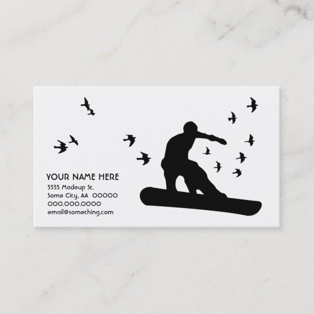 Carte De Visite surf des neiges avec des oiseaux (Devant)