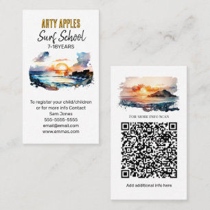 Carte De Visite Surf School Beach - moniteurs de sports nautiques