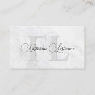 Carte De Visite Surface de marbre blanc naturel calligraphie monog