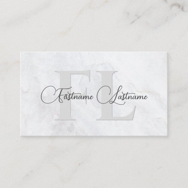 Carte De Visite Surface de marbre blanc naturel calligraphie monog (Devant)