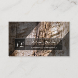 Carte De Visite Surface en bois d'arbre gris monogramme triangle g