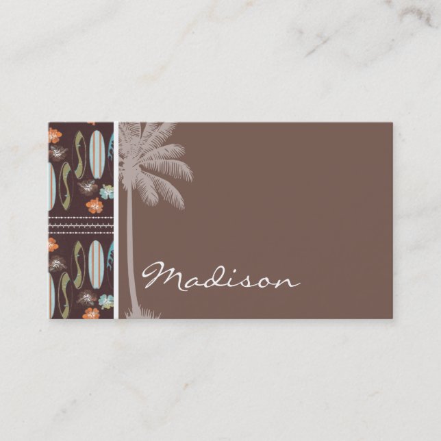 Carte De Visite Surfboards et Hibiscus tropicaux (Devant)