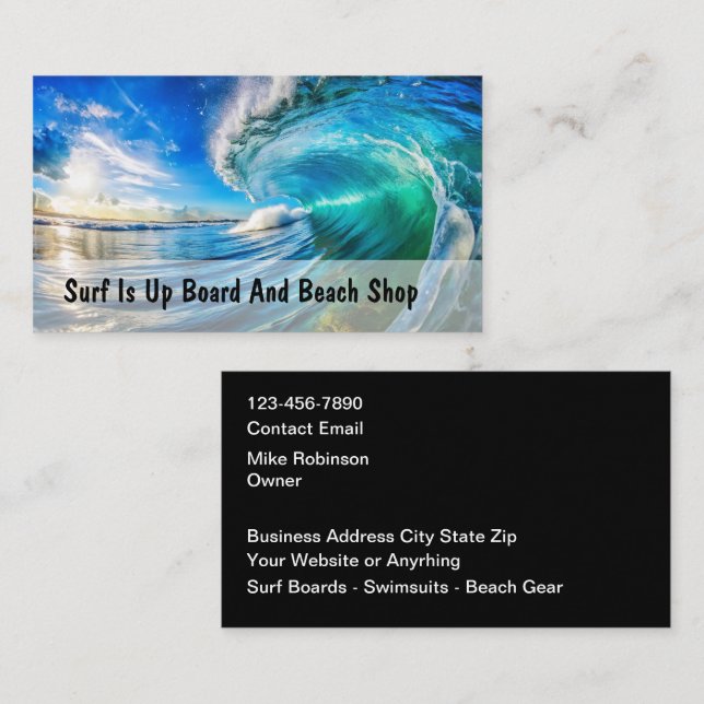 Carte De Visite Surfing Beach Gear Business Cards (Devant / Derrière)