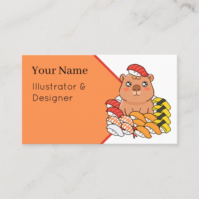 Carte De Visite Sushi King Capybara - Illustrations de nourriture  (Devant)