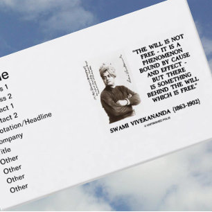 Carte De Visite Swami Vivekananda N'Est Pas Libre De Cause Effet