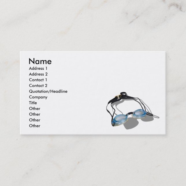Carte De Visite SwimmingGoggles091210, nom, adresse 1, adresse… (Devant)