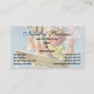 Carte De Visite Swing vintage, Fille qui se balancent dans un arbr