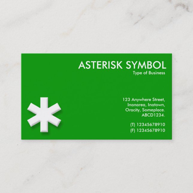Carte De Visite Symbole Asterisk - Vert (Devant)