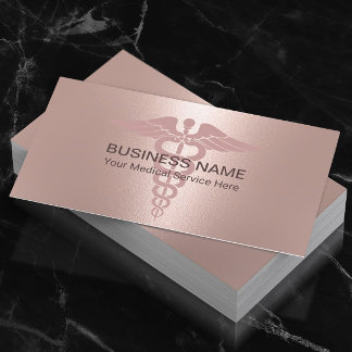 Carte De Visite Symbole Caduceus Médicale Blush Rose or