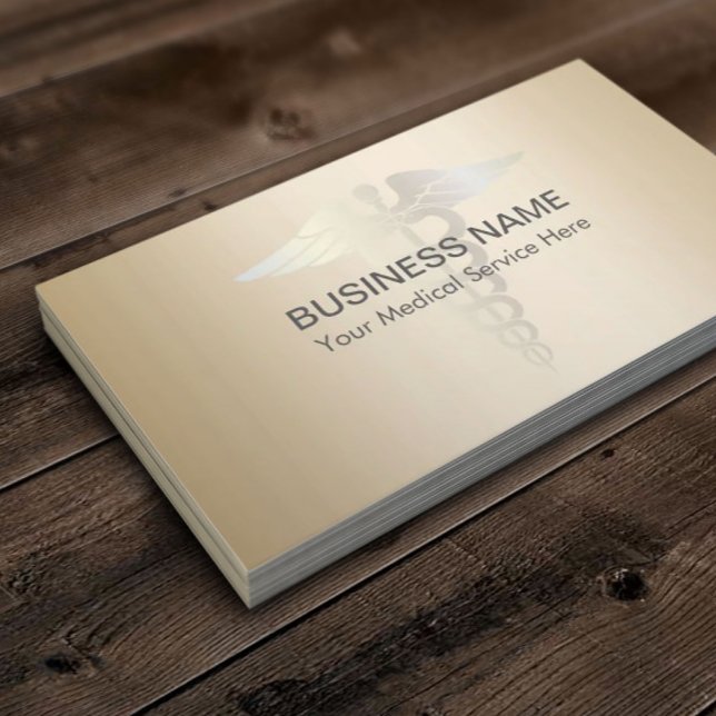 Carte De Visite Symbole Caduceus Médicale Classy Gold Professional (Créateur téléchargé)