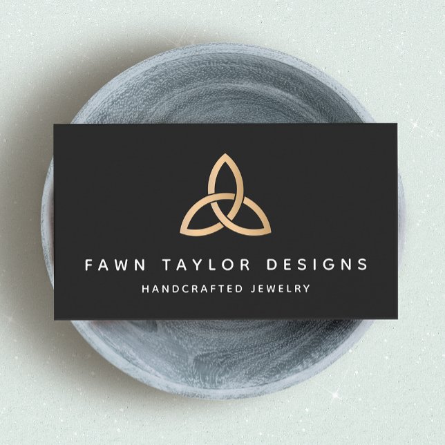 Carte De Visite Symbole celtique du noeud de trinité d'or (Créateur téléchargé)