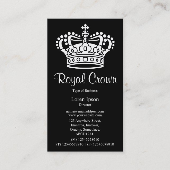 Carte De Visite Symbole couronne 02 - Blanc sur noir (Devant)