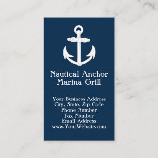 Carte De Visite Symbole d'Ancre nautique blanc/bleu