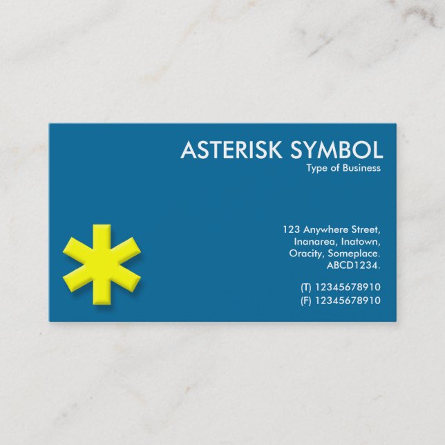 Carte De Visite Symbole d'astérisque jaune - bleu (006699) (Devant)